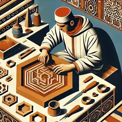 Moroccan Man working on-Wooden-Hand-crafted-furniture