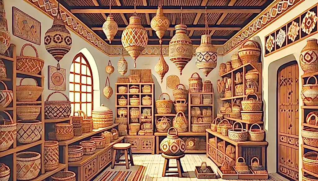 Moroccan Home Decor shop selling bamboo basketry