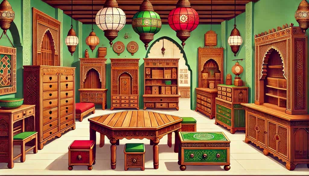 Moroccan Home Decor-Wooden-Hand-crafted-furniture